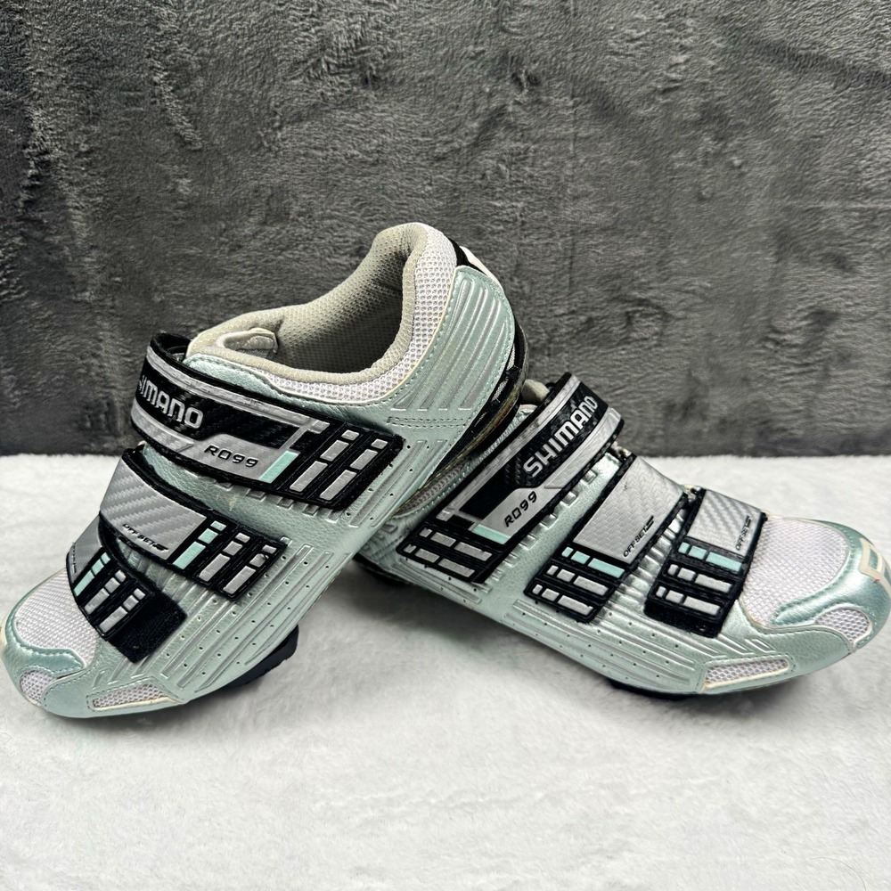 Shimano R099 Road Cycling Shoes Silver/Black Hook & Loop 3-Strap Adjustable